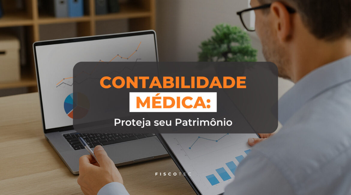 Contador especializado em contabilidade médica revisando tributos com médico em consultório