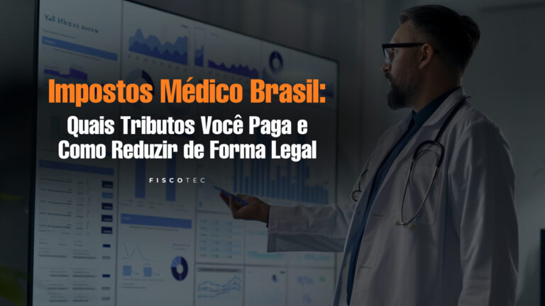 Infográfico com simulação de carga tributária para médicos no Brasil